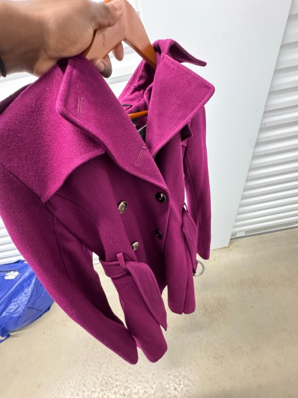 SPICY magenta belted peacoat in size 8